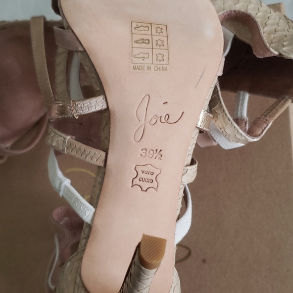 JOIE New ZEE Strappy Heel Sandal Caged Embossed ALL Leather Pump Nude Womens🎉HP - Picture 13 of 16